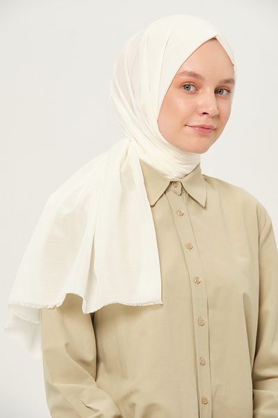 Madame Polo Plain Cheesecloth Shawl Thin Lightweight Summer Shawl Cream
