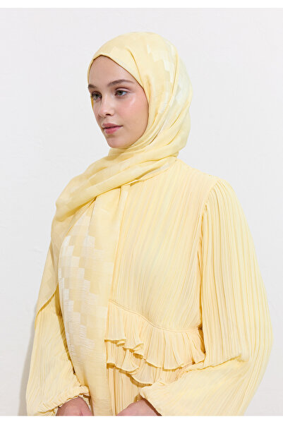 Freshscarfs Nori Ipeksi Jakar Şal Butter Yellow