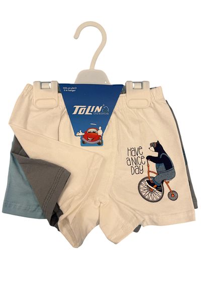 TOLIN Boy's 3 Pack Cotton Lycra εμπριμέ σορτς 433
