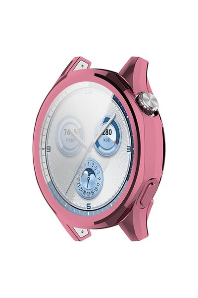 REDz Accessories Soft Protection Case with Cover, Huawei Watch GT5 (46MM), Screen Protector, Silicone, Pink