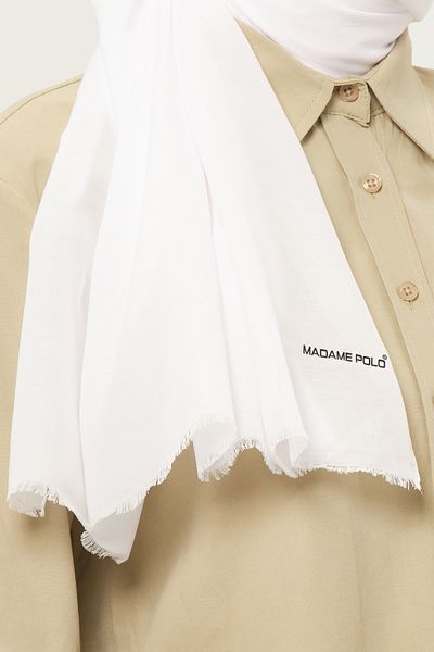 Madame Polo Plain Cheesecloth Shawl Thin Lightweight Summer Shawl Optical White