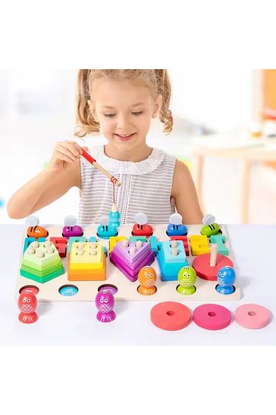CREATIVE Educational toy for children 3 years+, 4 in 1, with 4 different jets, made of wood, multicolor