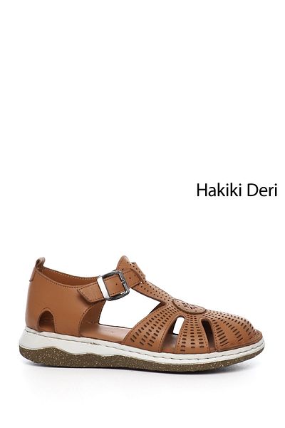 GÖNDERİ(R) Women / Girls Tan Wedge Heel Genuine Leather Sandals