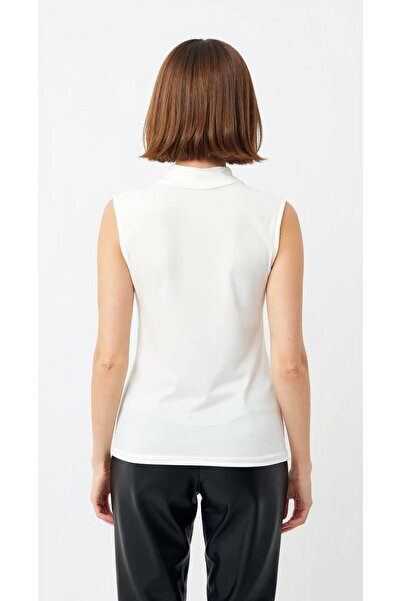 uyguntarz Γυναικείο ασπρόμαυρο σώμα 2 τεμαχίων αμάνικο μισό λαιμό