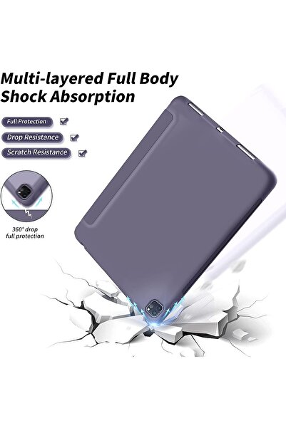 REDz Accessories Husă din silicon cu clapă, Apple iPad Pro 11, Air 4/5, Air 11, suport de protecție pentru cărți, albastru lavandă