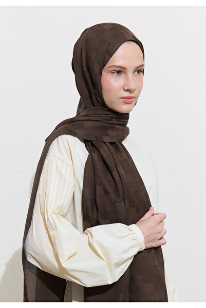 Freshscarfs Nori̇ Silk Jacquard Shal Dusty Brown