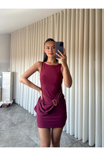 mydukkan.co Mini Dress with Belt Buckle