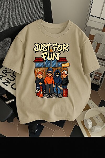 Generic Brand Unisex Men/Women Just for Fun Color Printed Oversize Cotton T-S...