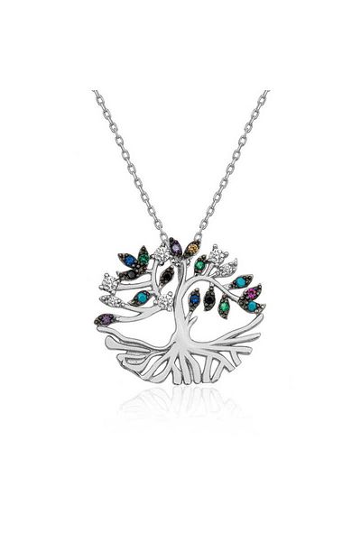 norsary Silver Mix Stone Tuba Tree Necklace