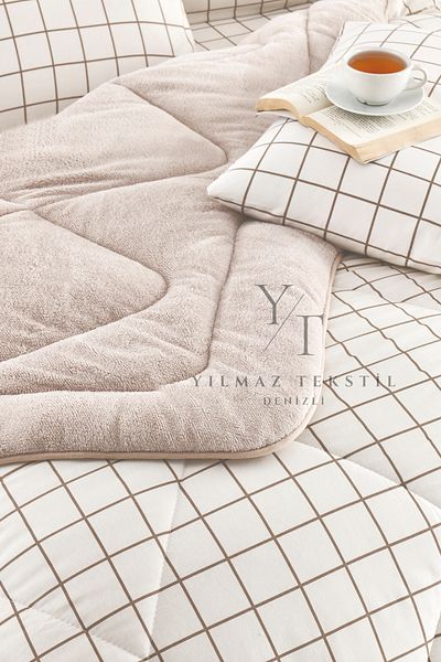 ChicMaison طقم لحاف منفوش مزدوج |   مجموعة مهر |   مجموعة مهر |   كريم مربع