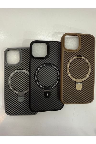 İnci iPhone 13 Magsafe Patterned Carbon Stand Phone Case
