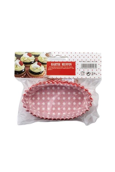 gogiva Muffin paper set, Oval, Red with white polka dots, 8.5x4.7x2 cm, 75 pcs