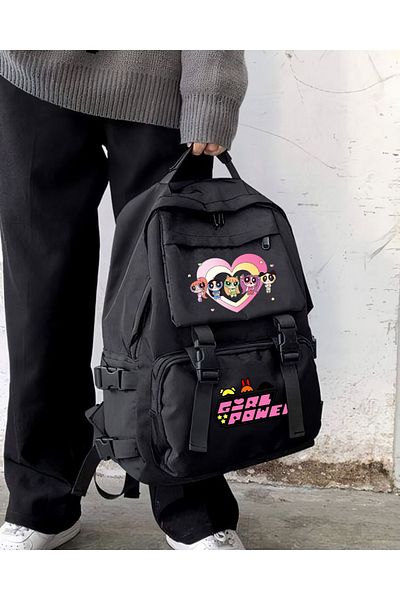 Touz Moda Geantă de școală PowerPuff Girls imprimată Palaska