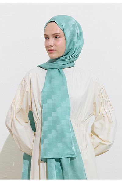 Freshscarfs Nori̇ Silk Jacquard Shal Sea Foam