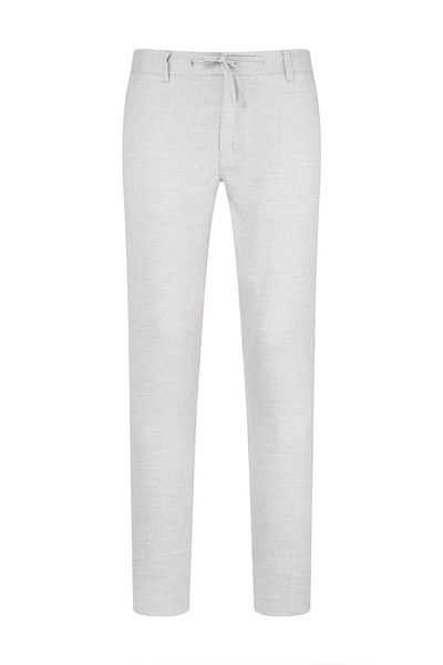Hatemoğlu Gray Relaxed Cut Striped Linen Jogger Pants with Side Pockets