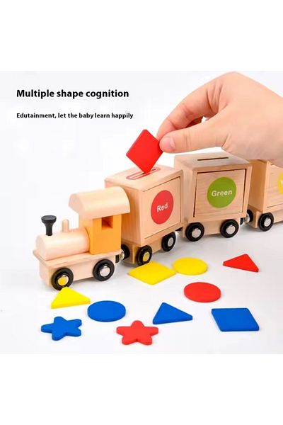 CREATIVE Toy toy train, educational, sorter, for children 2 years +, wooden, 35 cm long, multicolored