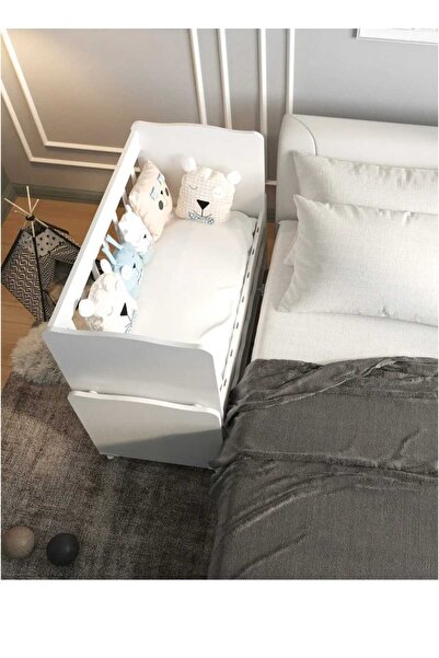 ardilla furniture Sallanır Çekmecesiz Anne Yanı Ahşap Bebek Beşiği Beyaz