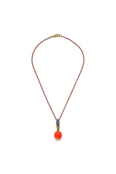 Mon Reve Azura Navy Blue Zircon & Coral Natural Stone Necklace
