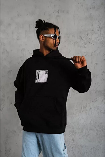 beybunn Men's Front and Back Printed Hooded Sweat - Black