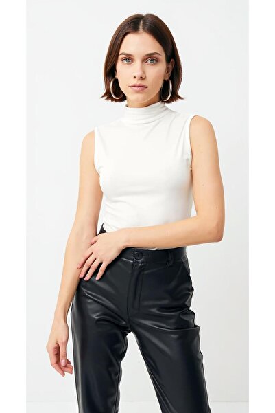 uyguntarz Body alb pentru femei, fără mâneci, cu jumătate de gât