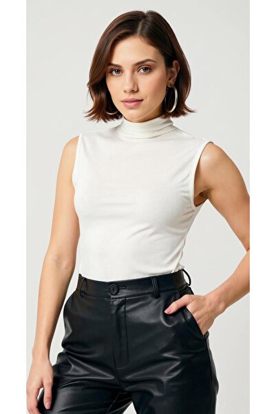 uyguntarz Body alb pentru femei, fără mâneci, cu jumătate de gât