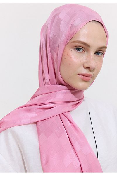 Freshscarfs Nori̇ Silk Jacquard Shal Pink