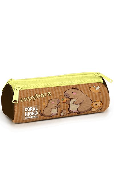 Coral High Kids Kapibara Patterned Three Compartment Pencil Bag 22099