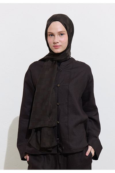 Freshscarfs Nori Silky Jacquard Shawl Bitter Brown