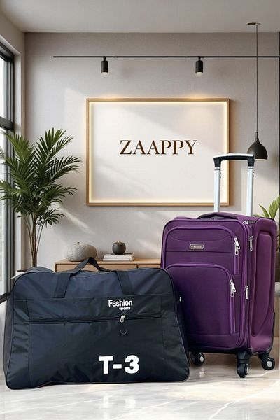 ZAAPPY Soft Material 20 Inch (7-10kg) Luggage Lightweight Cabin Size - Durable T3 Duffle Bag Combo
