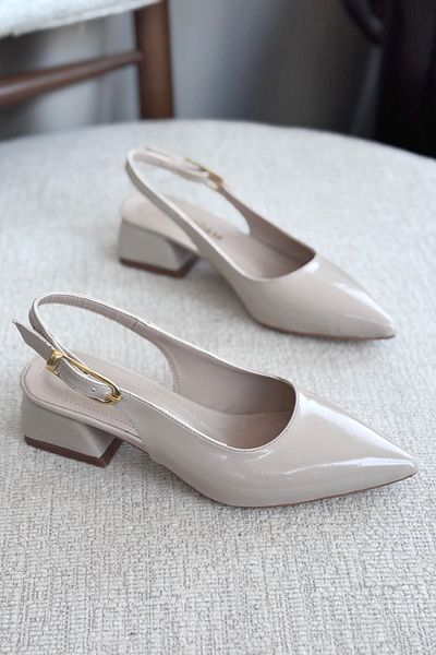 GOFFSHOES Pantofi cu toc mic cu cataramă Mely pentru damă - piele-piele lacuită