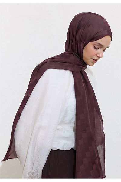 Freshscarfs Nori Silky Jacquard Shawl Plum Rotten