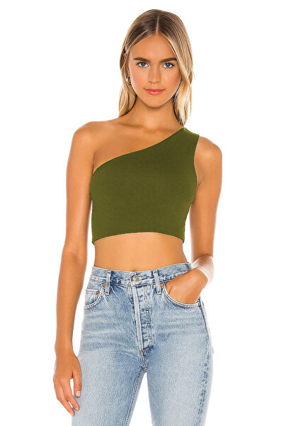AFR CLOTHES Women's Double Layer Jersey Fabric Single Shoulder Crop Top