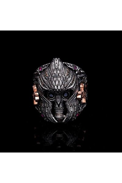 vogutima jewelery&silver by timuçin mavili Savaşçı Şovalye Kuru Kafa Renkli Z...