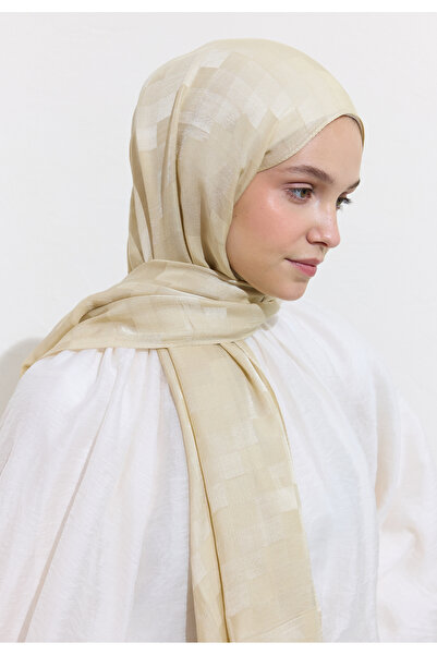 Freshscarfs Nori Silky Jacquard Shawl Beige