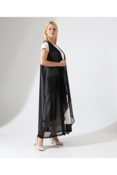 Fi'l Arz Fashion Flowy Chiffon Vest with Pocket Detail