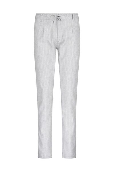 Hatemoğlu Gray Regular Fit Striped Linen Trousers with Side Pockets