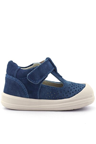 Rakerplus Shaun Genuine Leather Navy Blue White Velcro Anatomical Baby Sandals