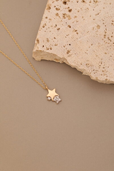 YAVUZ KUYUMCULUK 14 Ayar Altın Yarı Taşlı Yıldız Kolye