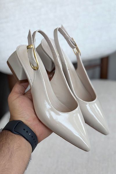 GOFFSHOES Pantofi cu toc mic cu cataramă Mely pentru damă - piele-piele lacuită