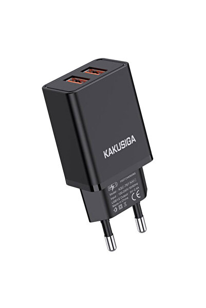 REDz Accessories Adaptor de priză cu 2 x USB, KSC-787, încărcare rapidă, putere 18W, negru