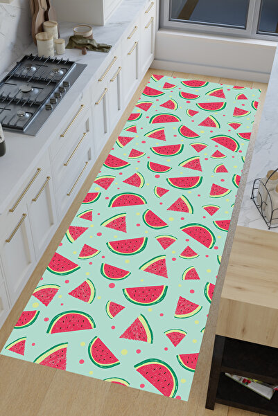 Charmbi Karpuz Mutfak Halısı – Kaymaz Taban Makinede Yıkanabilir Antialerjik Leke Tutmaz Dijital Baskı