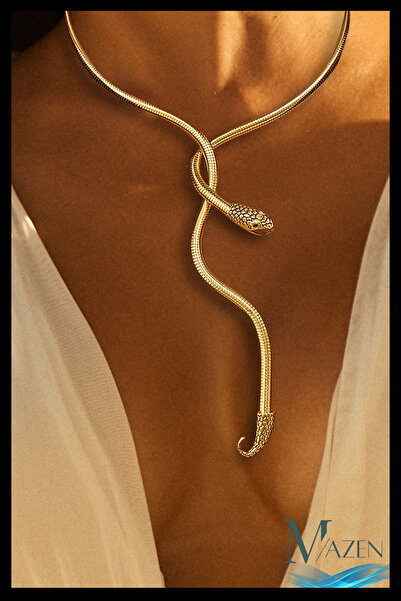 MAZEN Yılan Model Metal Kolye | Sabit Şekil | Özel Anlarda Göz Alıcı Stil | Kadın Takı