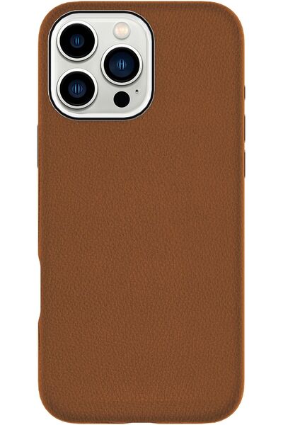 eSTUFF Husă magnetică INFINITE VENICE din piele maro pentru iPhone 16 Pro.
