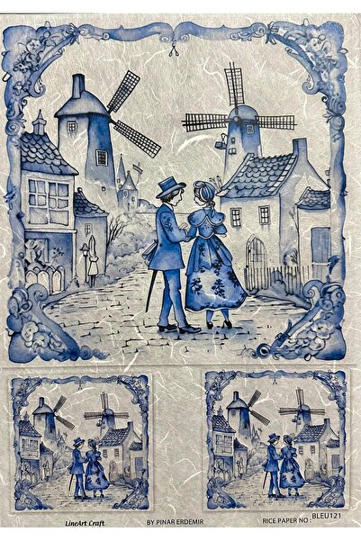 LİNEART PİRİNÇ DEKOPAJ KAĞIDI BLEU121