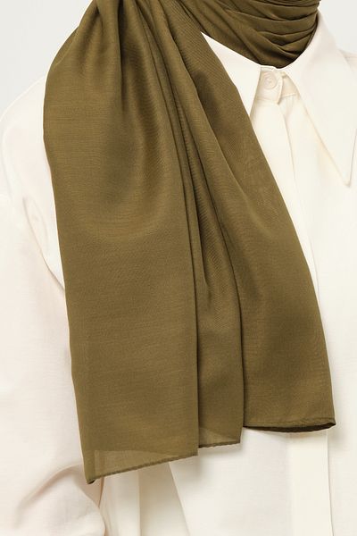 Madame Polo Plain Cheesecloth Shawl Thin Lightweight Summer Shawl Khaki