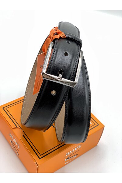 SAFİR Hakiki Deri Siyah Takım Elbise Klasik Kemer 3.5 cm Ömürlük Üst Kalite +...