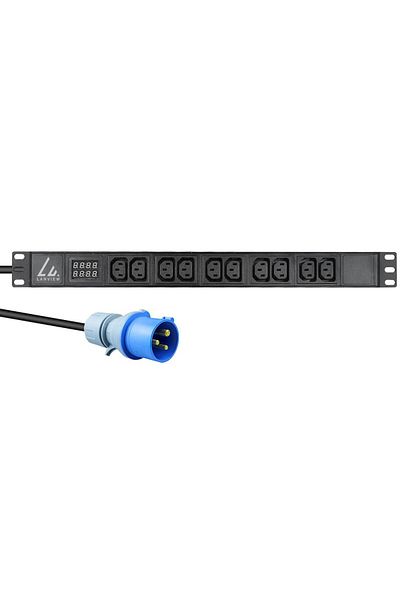 3M Listwa zasilająca Lanview 19", 1U, 16A, 10 gniazd C13, miernik AMP, przewód 3m, wtyk IEC 60309 16A