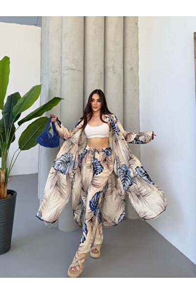 PREMİER VİE Kimono Suit Elastic Waist Panatalon Viscose Fabric