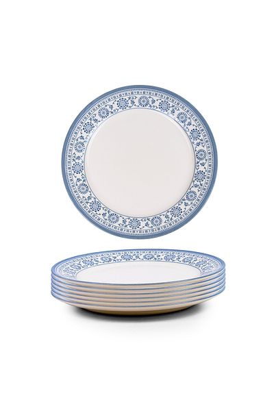 Claytan Plethora 10.5 inch Porcelain Dinner Plate (Grey & White, Set Of 6)
