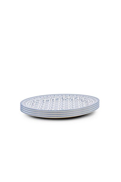 Claytan Plethora 9 inch Ceramic Soup Plate (Grey & White, Set Of 4)